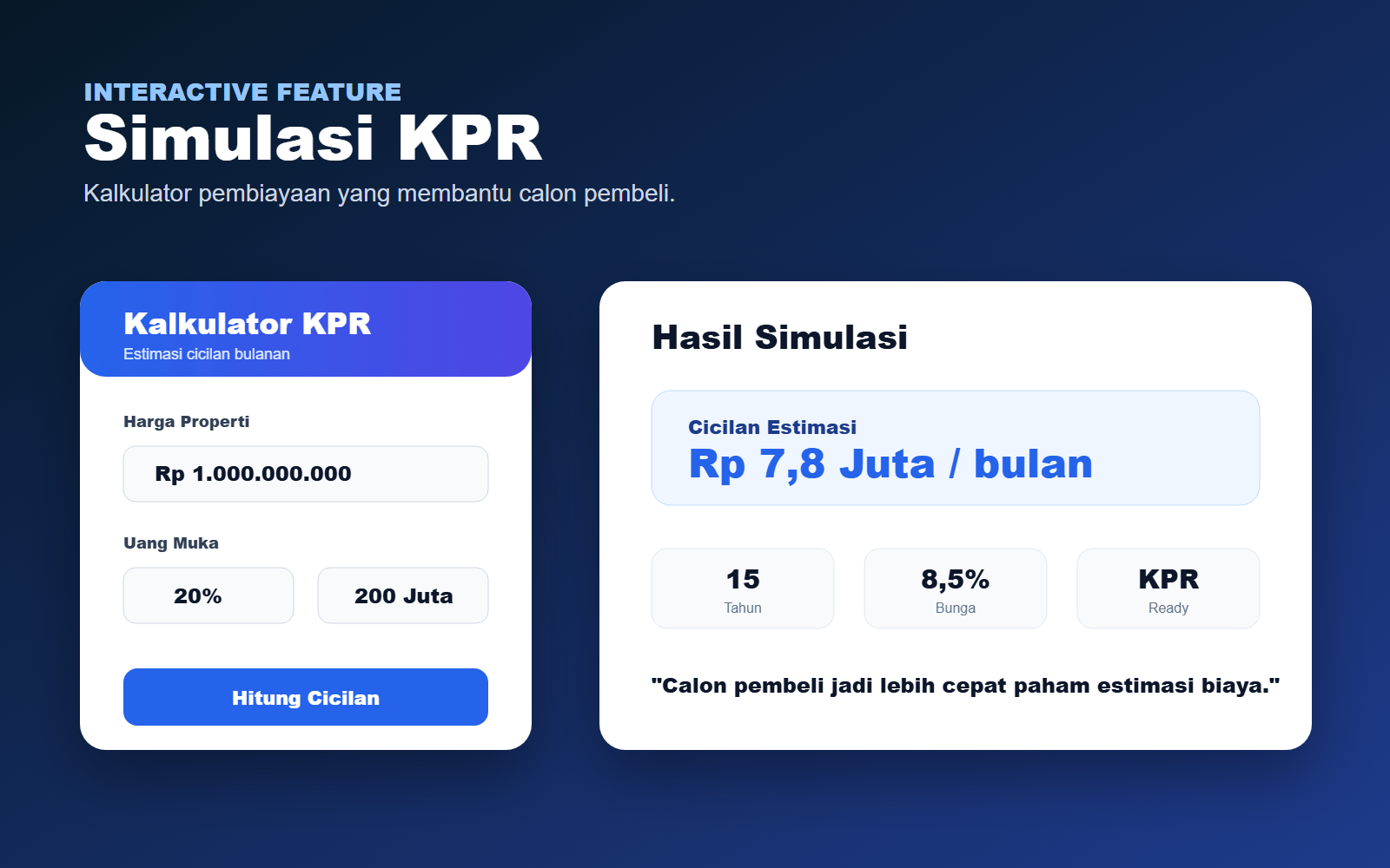 Preview fitur simulasi KPR Social Maison