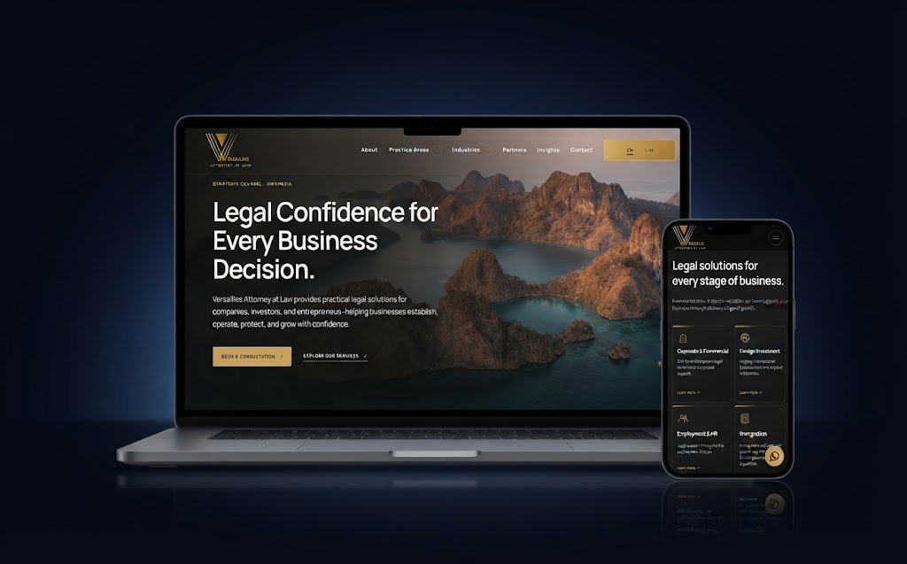 Screenshot Versailles Attorney at Law — Website Company Profile