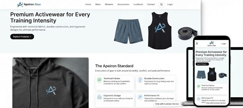 Preview website Apeiron Gear — Website Toko Online Activewear