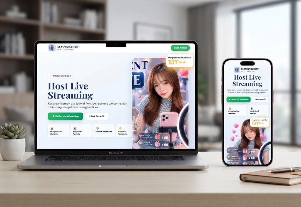 Preview website EL Management — Landing Page Recruitment Host Live Streaming
